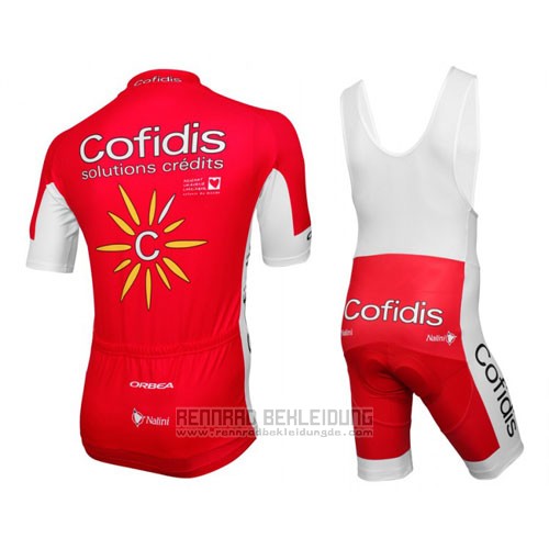 2016 Fahrradbekleidung Cofidis Rot und Wei Trikot Kurzarm und Tragerhose - zum Schließen ins Bild klicken